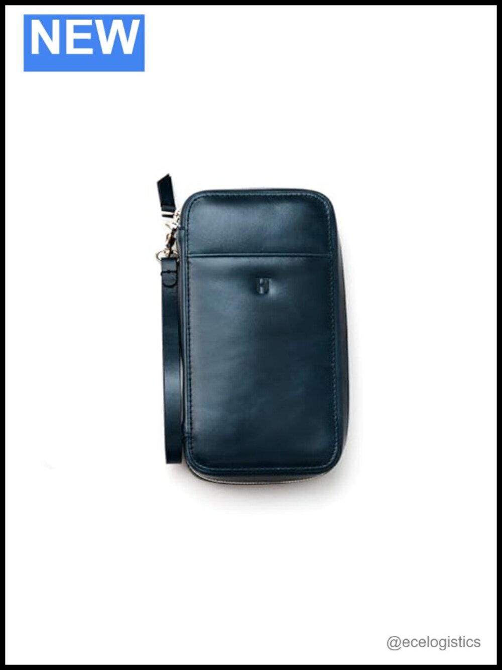 Full-Grain Leather Wristlet Clutch with RFID Protection, Zipper Pocket,
